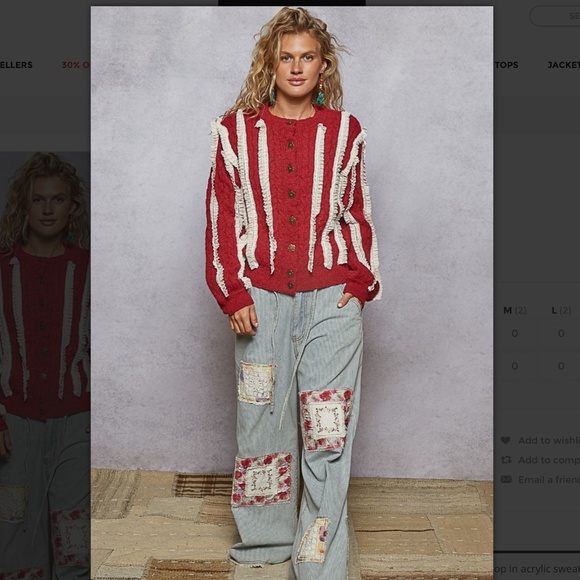 POL “ Beatrice “ POL Button Up Sweater with Lace Trim Detail 95A - Picture 4 of 4